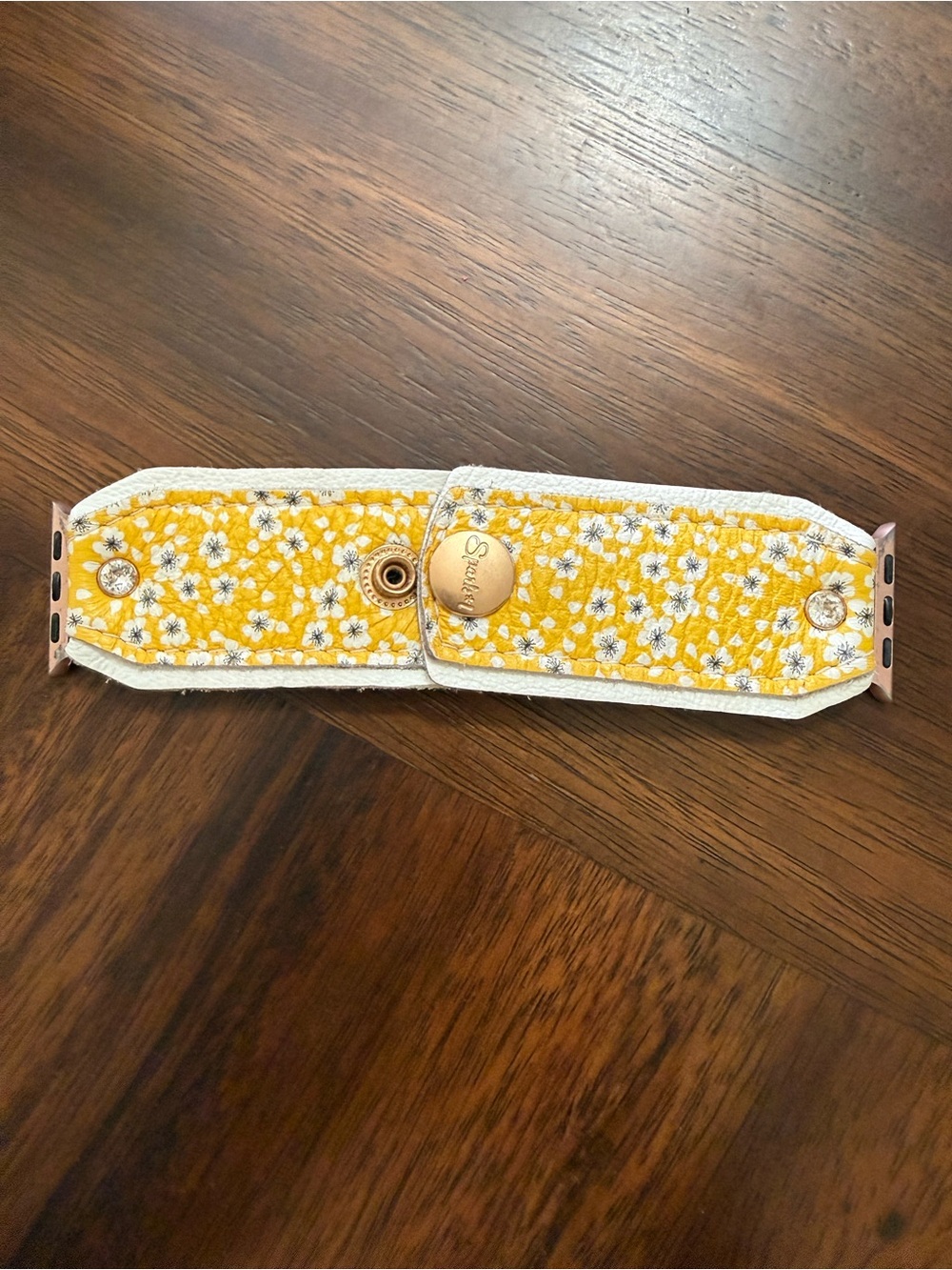 Yellow Floral Snap-On Apple Watch Band Connector